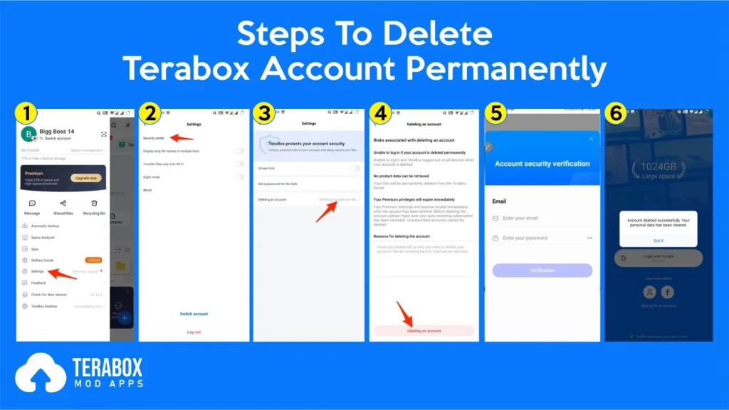 How to delete my Terabox account image permanently?